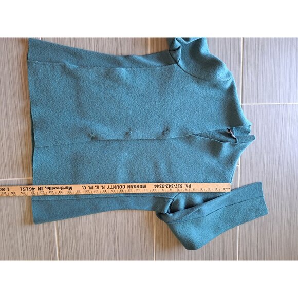 Eileen Fisher Boiled Wool Jacket Snap Closure Womens PM Teal Blue - Picture 10 of 11